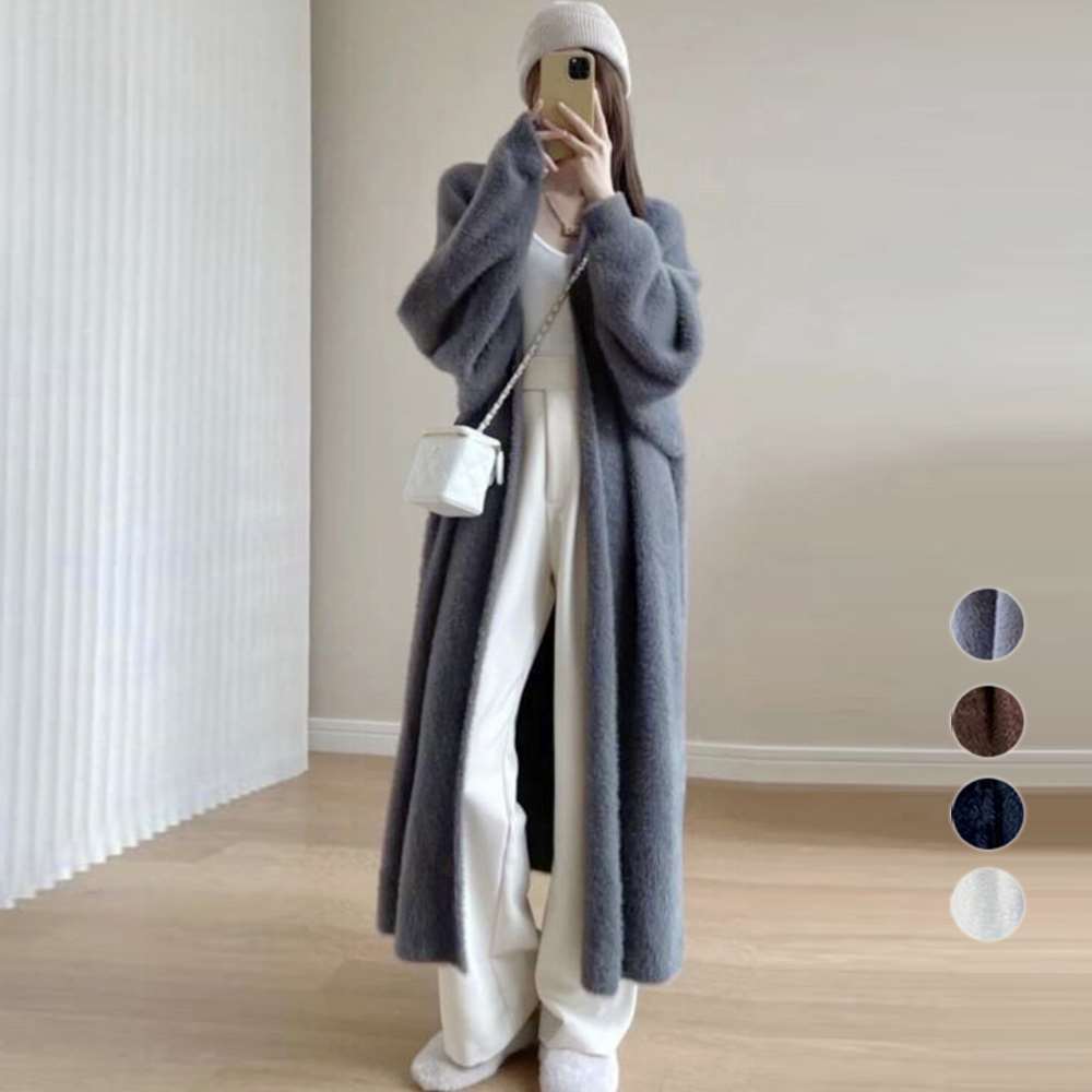 シャギー ロング ニット カーディガン 韓国風   vii2g562599