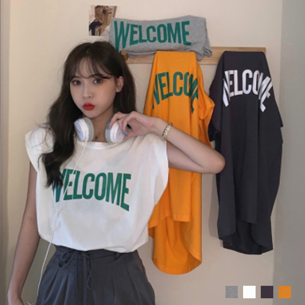 フレンチスリーブTシャツ英字ロゴTシャツ 。可   vii2z098906