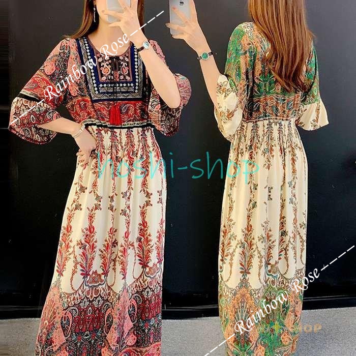 リゾートワンピース レディース サマードレス ロング マキシ丈ワンピース 半袖 20代 可愛い Aライン 40代 大人 30代 シフォン 旅行用  vii2z189547