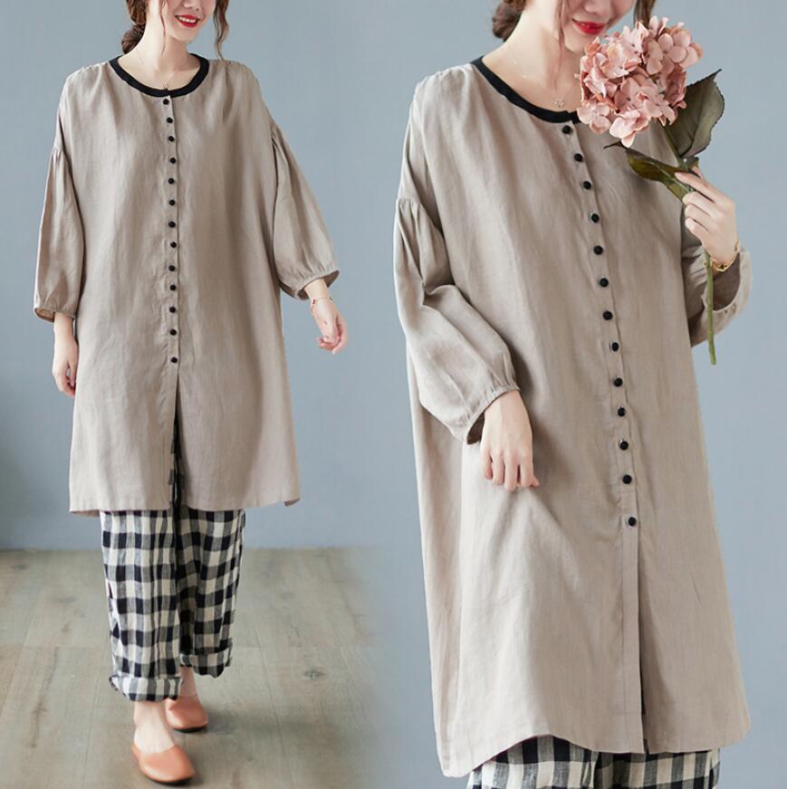 薄手トレンチコート レディース 綿麻 ノーカラーコート ロング丈 春服 50代 秋服 20代 40代 コート 30代  vii2z507561