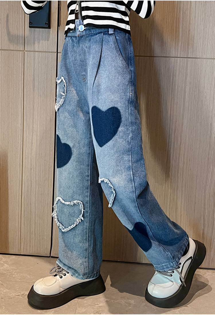 韓国子供服 デニムパンツ 女の子 カジュアルパンツ ジーンズ 衣装 お出かけ キッズ パンツ ボ運動着 ダンス衣装 パンツ ボ通学 練習着 ゆったり  vii2z831089