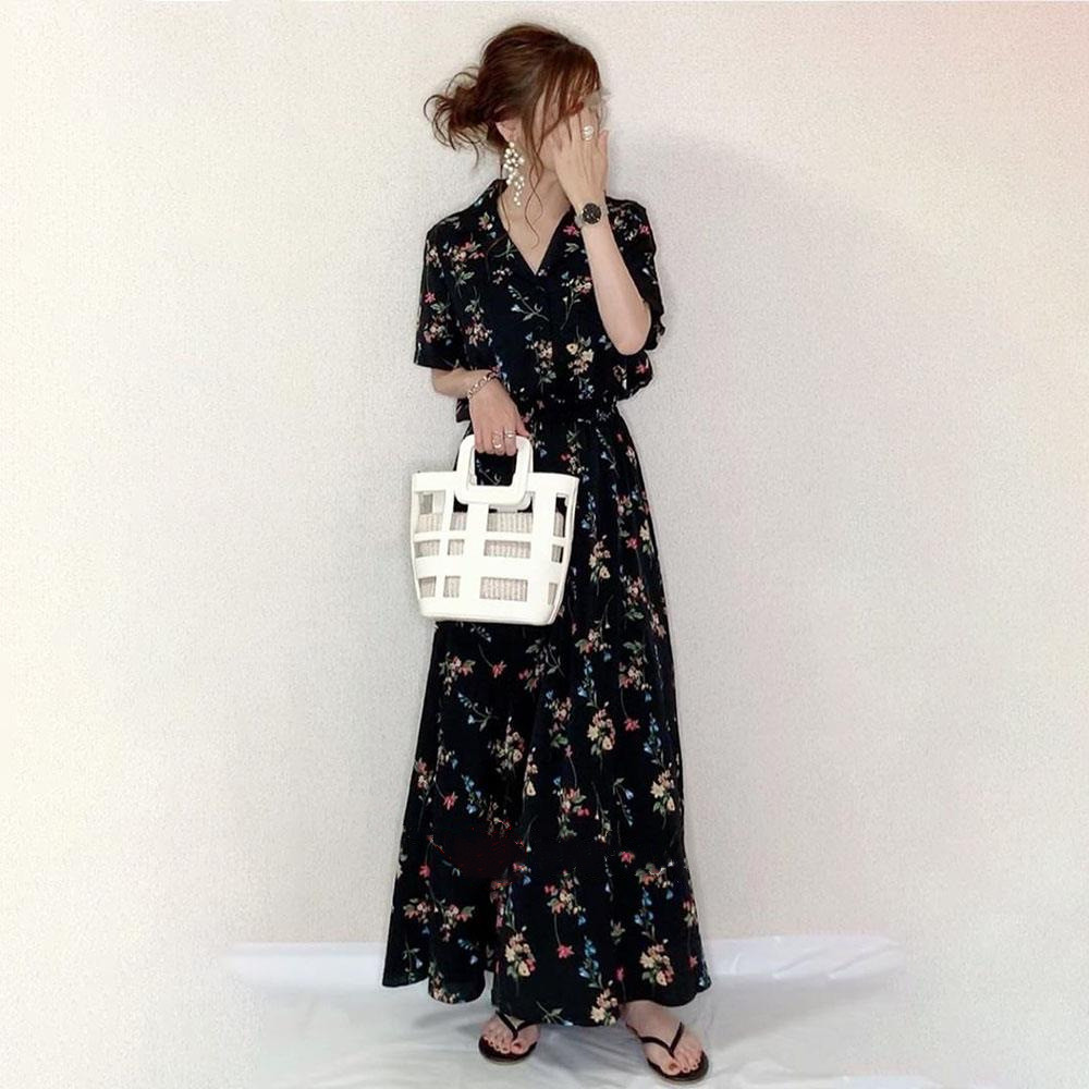 ワンピース レディース きれいめ 夏 ロングワンピース Aライン ｖネックワンピース 50代 花柄 40代 着痩せ  vii2z844848