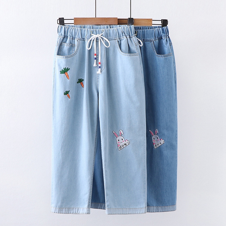ジーンズ デニム パンツ ズボン ウサギちゃん 人参 レディース 森ガール  vii2z851673