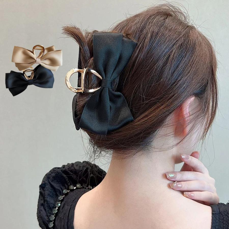 ヘアクリップ サテン 蝶結び レディース   vii3u588643