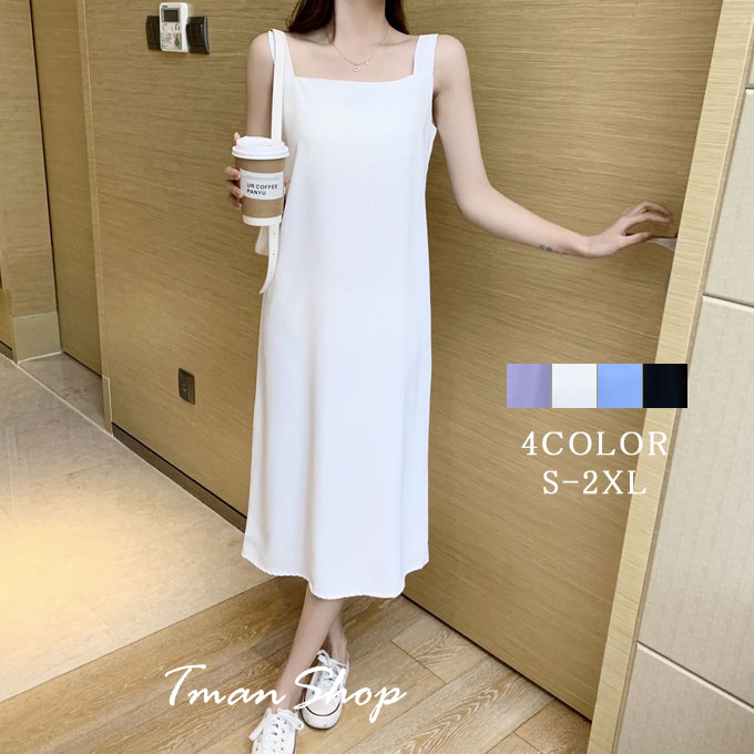 ノースリーブワンピース Aラインワンピース シフォン ロングワンピース レディース キャミソールワンピース 春夏 シンプル 涼しい キャミワンピ 無地  vii3v424129