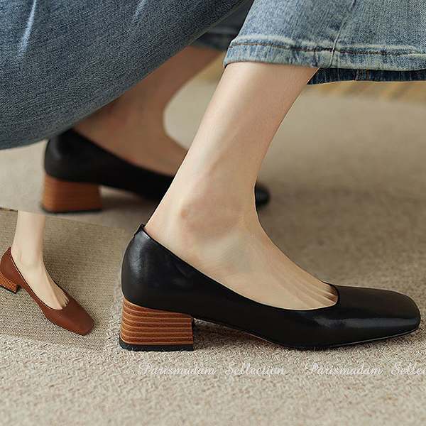 ヒール3.5CM ローヒールパンプス スクエアトゥ オペラシンプル定番ビジネス22.5ｃｍから25.5CM   vii3v748393