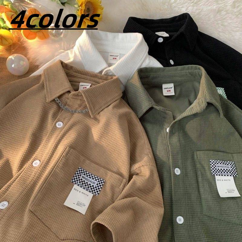 お取り寄せ商品 シャツ メンズ 半袖シャツ M-3XL 4COLORS 胸ポケット ゆったり ボタンダウンシャツ カジュアルシャツ トップス シンプル 開襟シャツ ワーフガー  vii3v803192