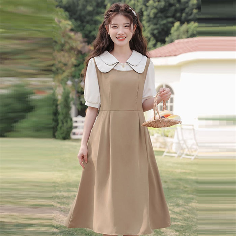 レトロ ワンピース レディース レトロワンピース 夏 半袖 高校生 ワンピース かわいい ロング丈ワンピース クラシカル ワンピース 膝丈 日系女子中高生  vii3w358935
