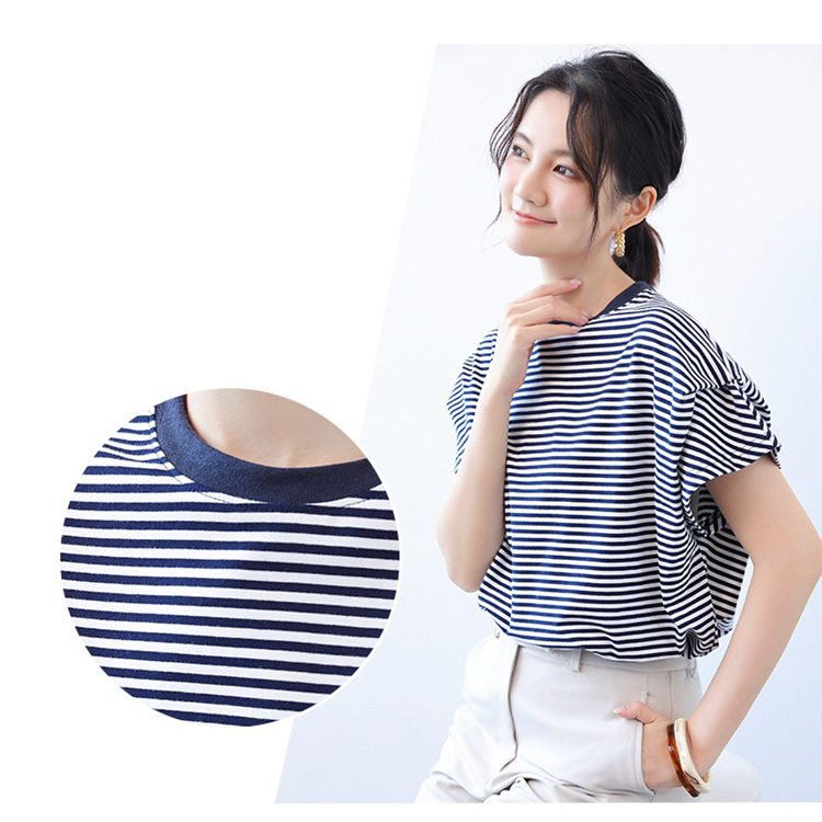 Tシャツ ドルマンスリーブ ボーダー柄 半袖 デザイン レディース トップス  vii3w431278