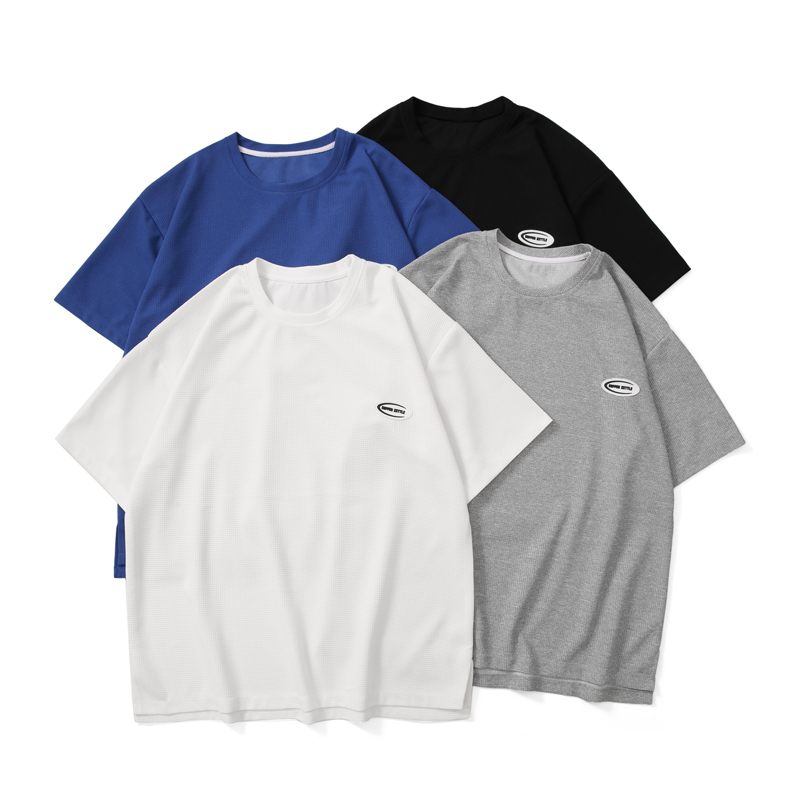 ワッフルTシャツ メンズ 半袖 ワンポイント 丸首 カジュアル ユニセックス カットソー 夏 トップス シンプル レディース  vii3w493173