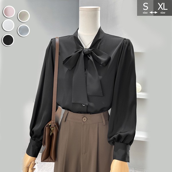 シャツ ブラウス 長袖 通勤 日常 おしゃれ 就職活動 可愛い リボン事務服 就活  vii4u319553